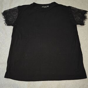 PrettyLittleThing Black Lace Sleeve Blouse